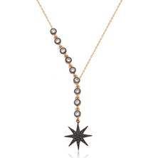 Katre46 925 Ayar Gümüş Sıra Taşlı Yıldız Kadın Gümüş Kolye