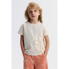 Nk Kız Çocuk Soft Tshirt 4-8 Yaş Ekru
