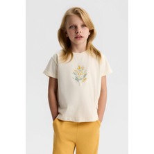 Nk Kız Çocuk Zambak Tshirt 4-8 Yaş Krem