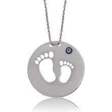 Katre46 925 Ayar Gümüş Anne Bebek Ayak Izi Kadın Gümüş Kolye