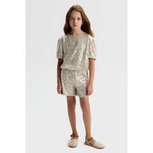 Nk Kız Çocuk Pullu Şort 8-14 Yaş Krem