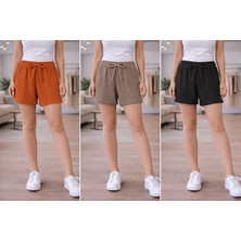 Org Marka Store Fleur 3 Lu Set Bel Lastıklı Sus Bagcıklı Cepsız Trıl Trıl  Penye Short
