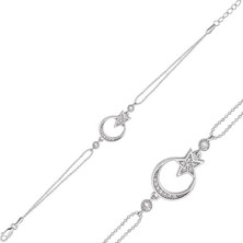 Katre46 925 Ayar Gümüş Ay Yıldız Bileklik