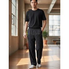 Renk Yapı Rüyası Erkek Ekose Desen Likralı Pamuklu Cepli Düz Paça Alt Erkek Pijama Alt