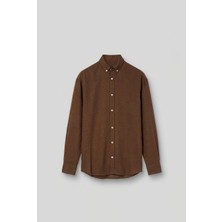 Abluka Online Erkek Oversize Basic Rahat Gömlek Kahverengi