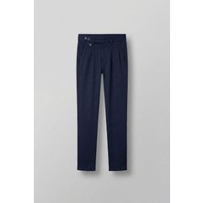 Abluka Online Erkek Slim Fit Pileli Kumaş Pantolon Lacivert 4 Mevsim Rahat ve Şık Tasarım