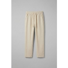 Erkek Baggy Fit Keten Pantolon Bej