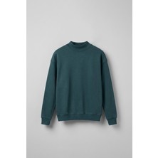 Erkek Rahat Kalıp Basic Uzun Kollu Sweatshirt Yeşil