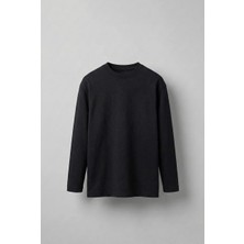 Erkek Oversize Basic Uzun Kollu Sweatshirt Siyah