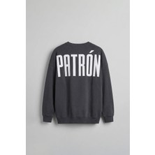 Abluka Online Erkek Oversize Baskılı Premium Sweatshirt Antrasit