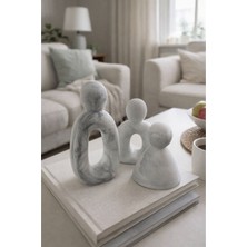 Akanart Minimal Beton Figür Seti – Mermer Desenli 3’lü