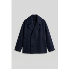 Abluka Online Erkek Oversize Kruvaze Kaban %40 Pamuk %40 Polyester %20 Akrilik Lacivert Basic Casual
