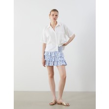 Lc Waikiki Yeni Sezon Beli Lastikli Çiçekli Kat Kat Pileli Mini Etek