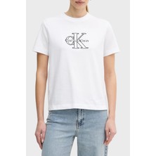 Calvin Klein Logolu Pamuklu Regular Fit Bisiklet Yaka T Shirt LV047E819GYAA Bayan T Shirt LV047E819G Yaa