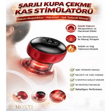Moxti Şarjlı Kupa Çekme Kas Stimülatörü Vakum Akupunktur Hacamat Işık Tedavili Masaj Selülit ve Yağ Yakma