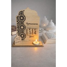 Rosfloa Işıklı Ahşap Ramazan Ayı Takvimi – Gün Sayacı Masa Üstü Dekor Hediyelik (20*18 Cm)