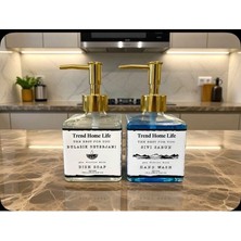 Trend Home Life Şık Ahşap Standlı Cam Sabunluk & Deterjanluk Seti 200 cc + 200 cc Dir. P