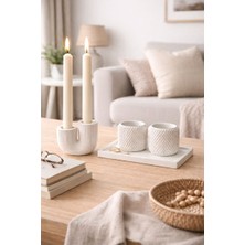 Miray Craft Minimal Dekoratif Mumluk & Altlıklı 2’li Obje Seti – Iskandinav Salon Dekoru