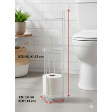 Aktaş Home Tuvalet Kağıtlığı Wc Kağıtlık Yedekli Metal Tuvalet Kağıdı Standı Tutacağı Askısı