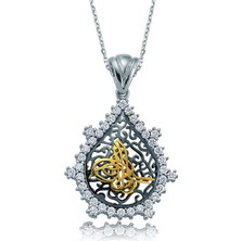 Katre46 925 Ayar Gümüş Taşlı Tuğra Kadın Gümüş Kolye