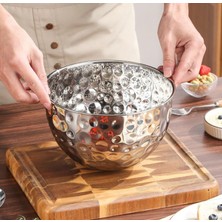 Paslanmaz Çelik Dövme Kore Stili Karıştırma Kabı 28 cm Gümüş 1 Adet