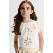 Nk Kız Çocuk Simay Tshirt 8-14 Yaş Ekru-Vizon