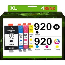 Hp 920XL (920) 6000, 6500, 6500A, 7000N, 7500A Uyumlu  / 4 Renkli Çipli  Muadil Mürekkep Kartuş Seti