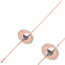 Katre46 925 Ayar Gümüş Rose Tuğralı Bileklik