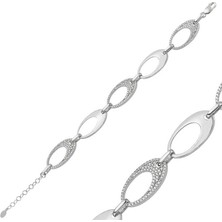 Katre46 925 Ayar Gümüş Taşlı Oval Bileklik
