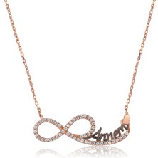 Katre46 925 Ayar Gümüş Annem Yazılı Sonsuzluk Kadın Gümüş Kolye