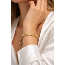 Feyz Tasarım Chevron Ok Motifli Gold Kaplama Ayarlanabilir Bileklik