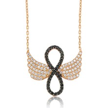 Katre46 925 Ayar Gümüş Melek Kanadı Sonsuzluk  Kolye