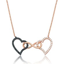 Katre46 925 Ayar Gümüş Sonsuzluk Iki Kalp Kadın Gümüş Kolye