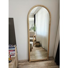 Uğurlu Ayna 180X70 Ayaklı Bambu Boy Aynası – Bohem Stil El Yapımı Dekoratif Doğal Çerçeveli Ayna