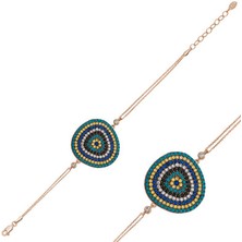 Katre46 925 Ayar Gümüş Rose Damla Nazar Bileklik