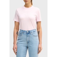 Calvin Klein Logolu % 100 Pamuk Slim Fit Bisiklet Yaka T Shirt LV047E813GTN9 Bayan T Shirt LV047E813G Tn9