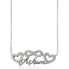 Katre46 925 Ayar Gümüş Sonsuzluk Kalpli Aşkım Kadın Gümüş Kolye