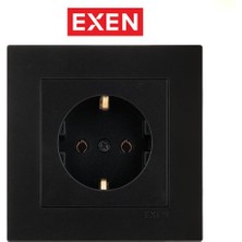 Exen Siyah Topraklı Priz Mekanizma Çerçeve