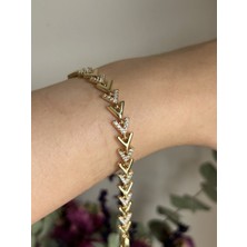 Lavanderopa Kılçık Model Taşlı Gold Xuping Bileklik