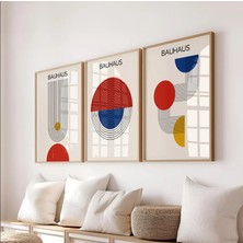 Pam Studio Bauhaus Retro Geometrik Çizgi Sanatı 3’lü Tablo Seti – Modern Minimalist Posterler