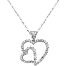 Katre46 925 Ayar Gümüş Kalpli Kadın Gümüş Kolye