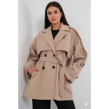 Hazelin Kadın Bisküvi Premium Midi Boy Astarlı Kaşe Kaban HZL25W-BD191571