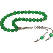Katre46 ​doğaltaş Metal Püsküllü Yeşil Yeşim Taşı Tesbih