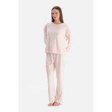 Dagi Ekru Parlak Yıldız Baskılı Kadife Tişört Pantolon Pijama Takımı