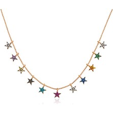 Katre46 ​gümüş Rose Renkli Yıldızlar Bayan Kolye