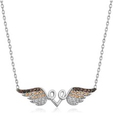 Katre46 925 Ayar Gümüş Kanatlı Kalp Kadın Gümüş Kolye