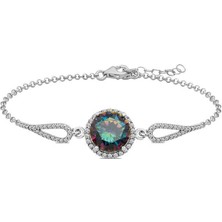 Katre46 925 Ayar Gümüş Mistik Topaz Bileklik