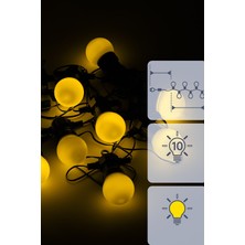Gampus 10 Metre 50' Li LED Işıklı Ampul Top Dizeleri Dekoratif Top LED Sarı