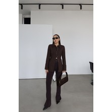 Özge Özgenç Paçası Yırtmaçlı Kemerli Pantolon