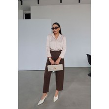 Özge Özgenç Dikiş Detaylı Yandan Cepli Kumaş Pantolon